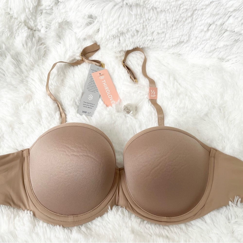 ❌SOLD❌ThirdLove 24/7 Bra strapless convertible Push Up tan nude 36B 1/2 New
